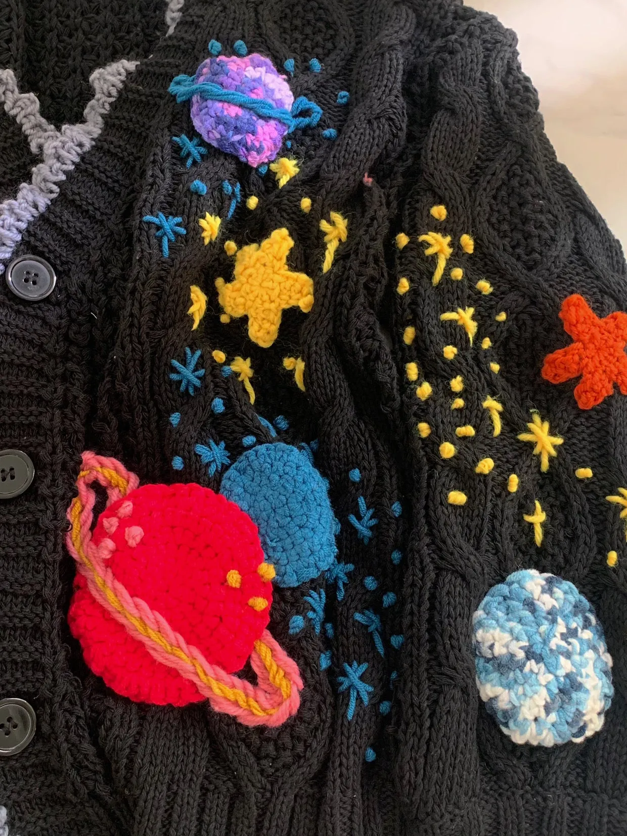 Stars And Universe Planet Embroidery Cardigan