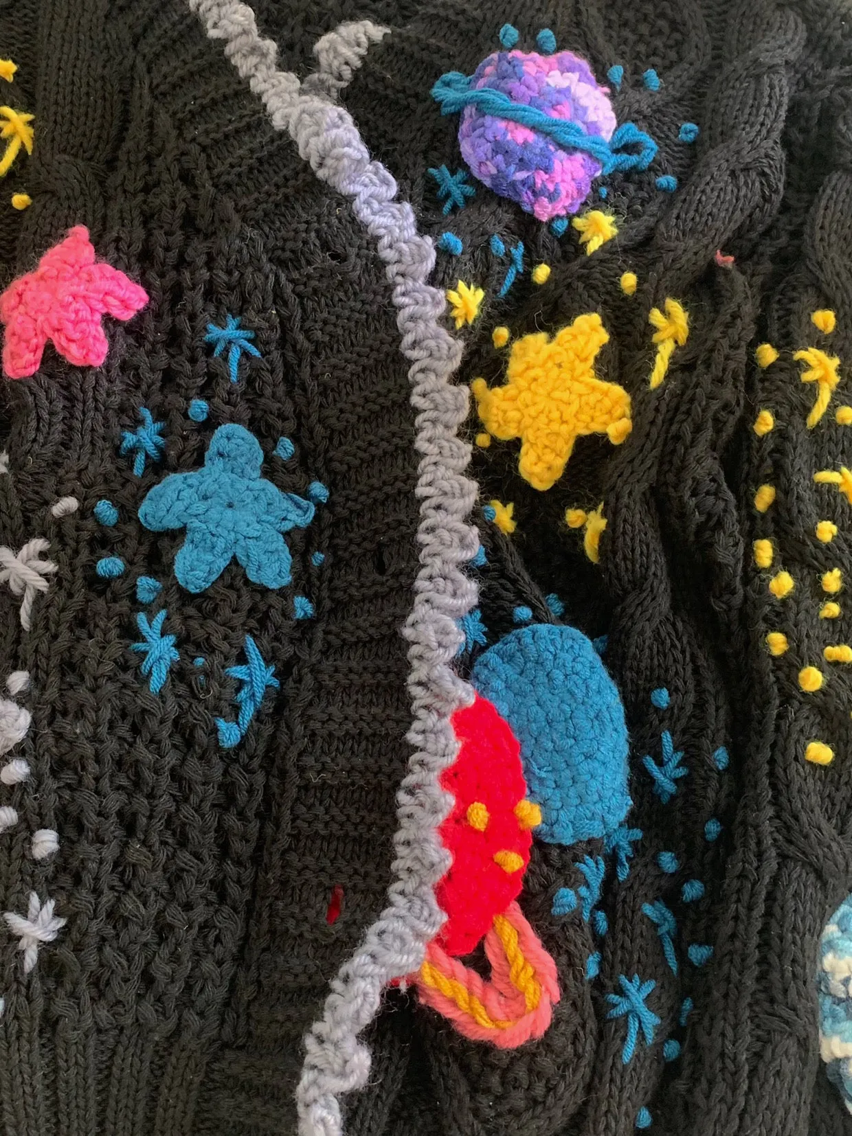 Stars And Universe Planet Embroidery Cardigan