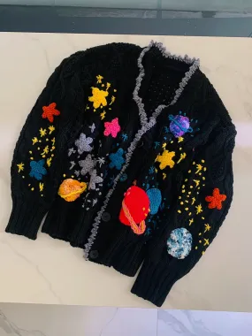 Stars And Universe Planet Embroidery Cardigan