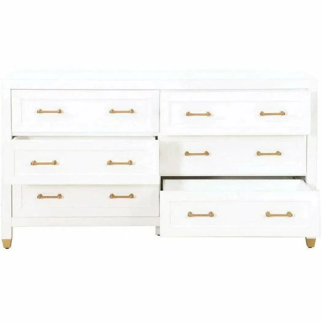 Stella 6-Drawer Double Dresser White