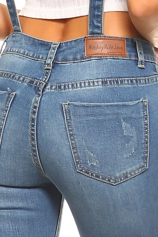 Stretchy Skinny-Fit Denim Overall