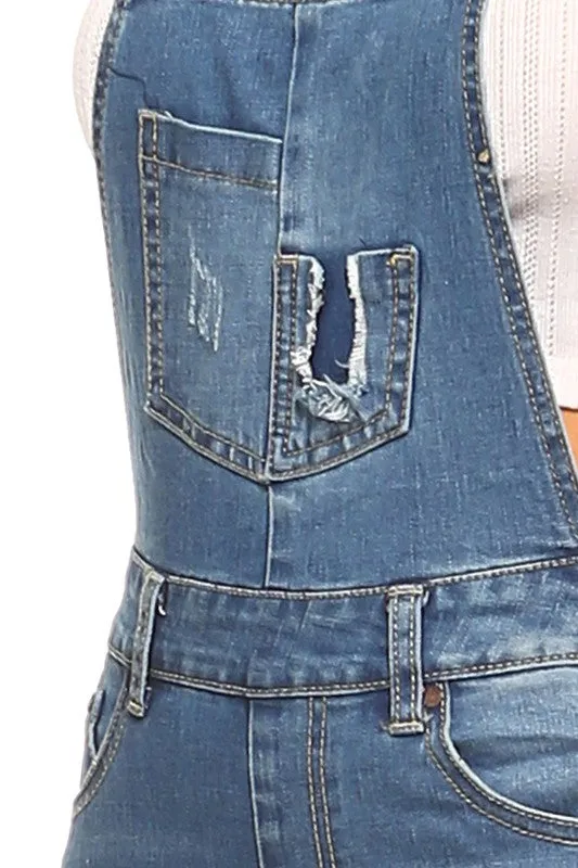 Stretchy Skinny-Fit Denim Overall