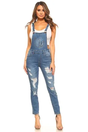 Stretchy Skinny-Fit Denim Overall