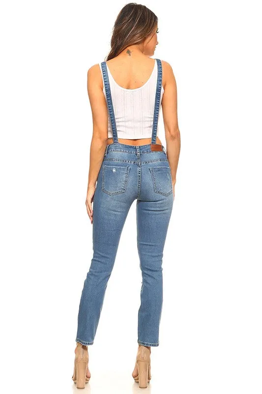 Stretchy Skinny-Fit Denim Overall