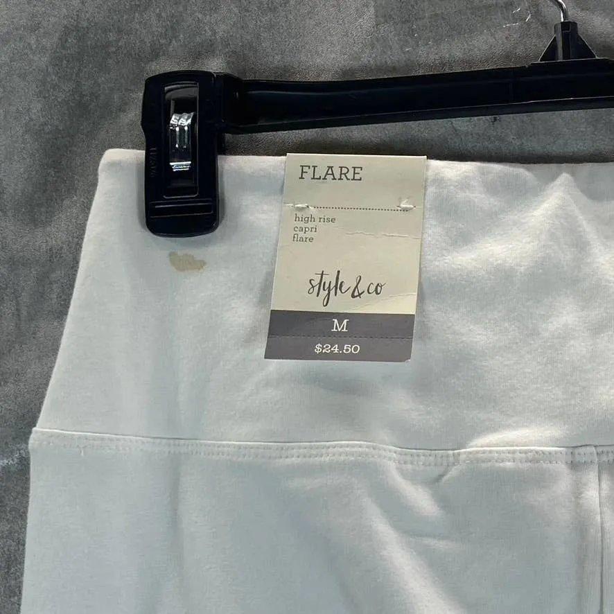 STYLE & CO Women's Bright White High-Rise Flare Cropped Pull-On Leggings SZ M