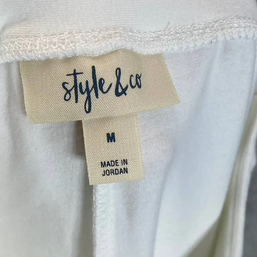 STYLE & CO Women's Bright White High-Rise Flare Cropped Pull-On Leggings SZ M