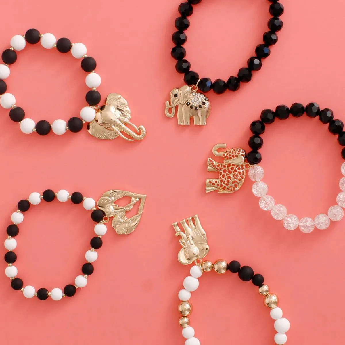 Stylish Monochromatic Beaded Bracelets with Charms - Shop Now!
