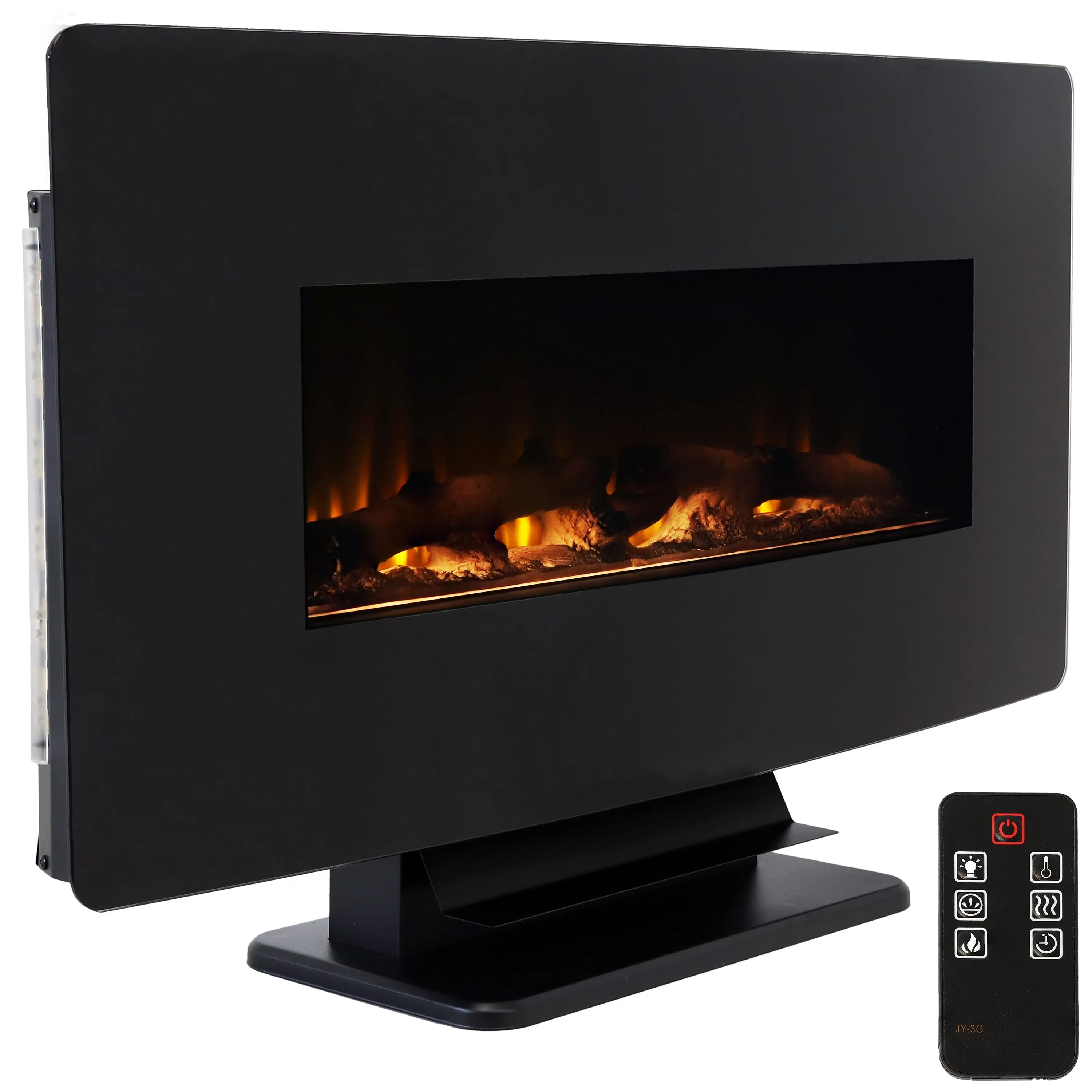 Sunnydaze Curved Wall-Mount or Freestanding Color-Changing Fireplace
