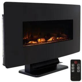 Sunnydaze Curved Wall-Mount or Freestanding Color-Changing Fireplace