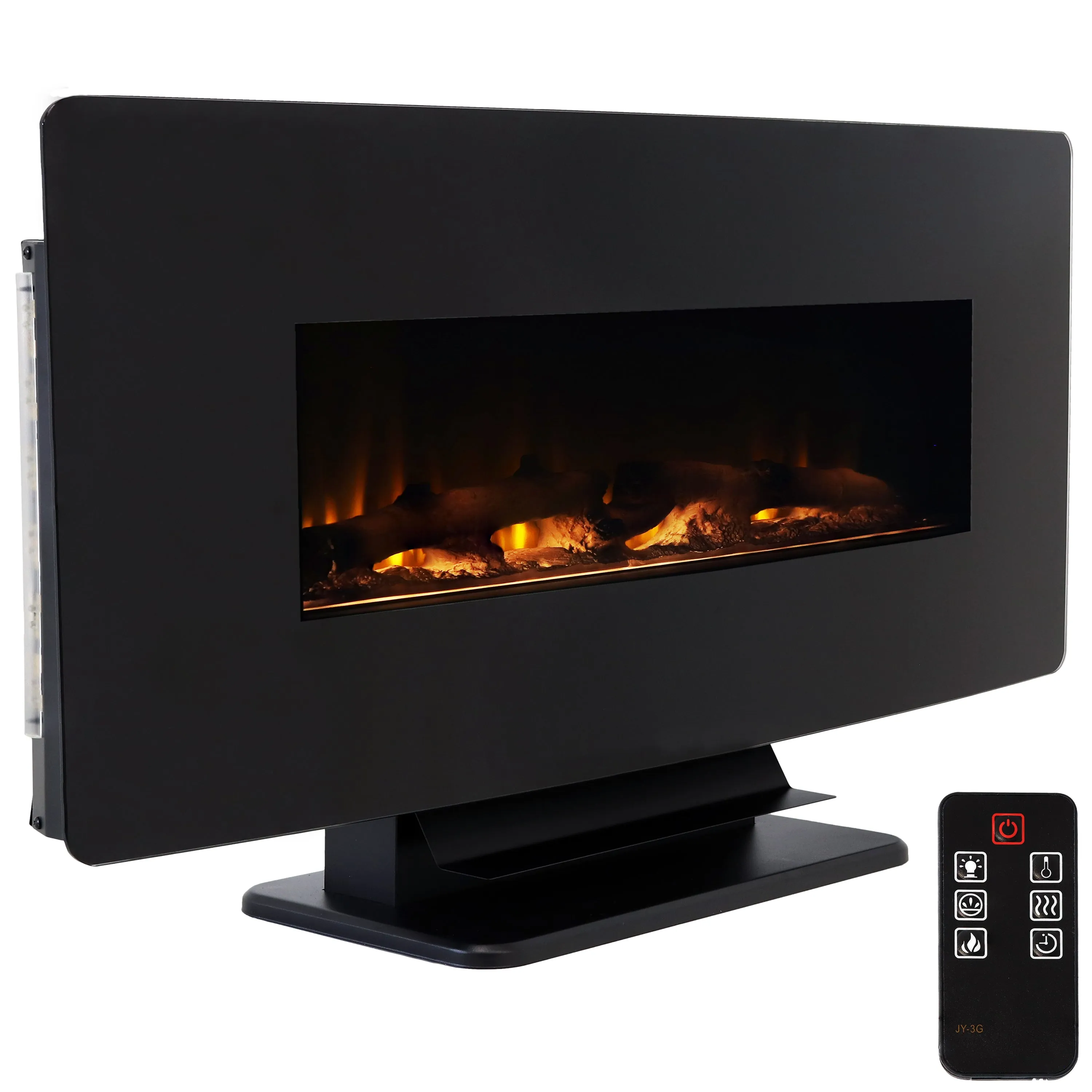 Sunnydaze Curved Wall-Mount or Freestanding Color-Changing Fireplace