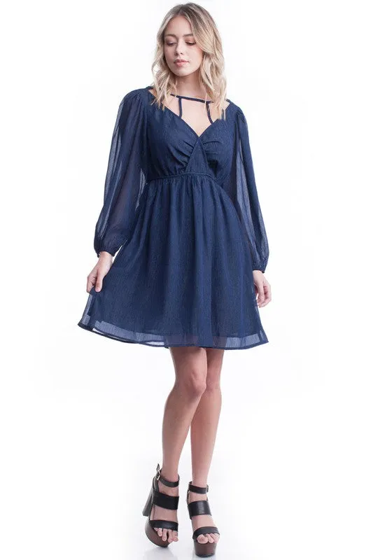 Sweetheart Baby Doll Dress (Navy Blue)
