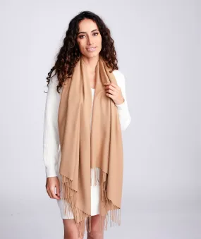 Taupe Pashmina in Super Soft Fabric with Knotted Fringes