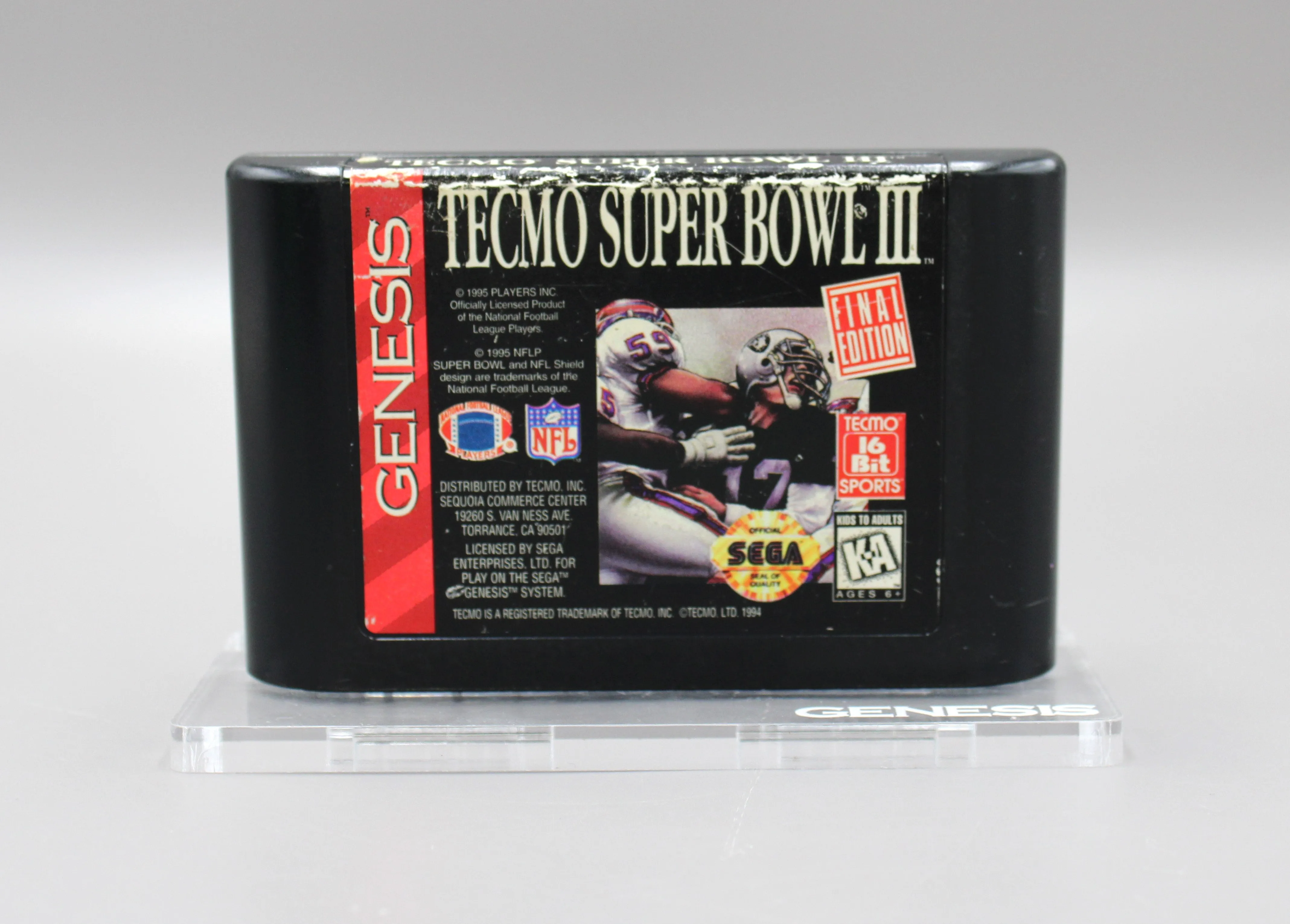 Tecmo Super Bowl III 3 (Sega Genesis, 1993) Game Cartridge [New Save Battery] Tested!