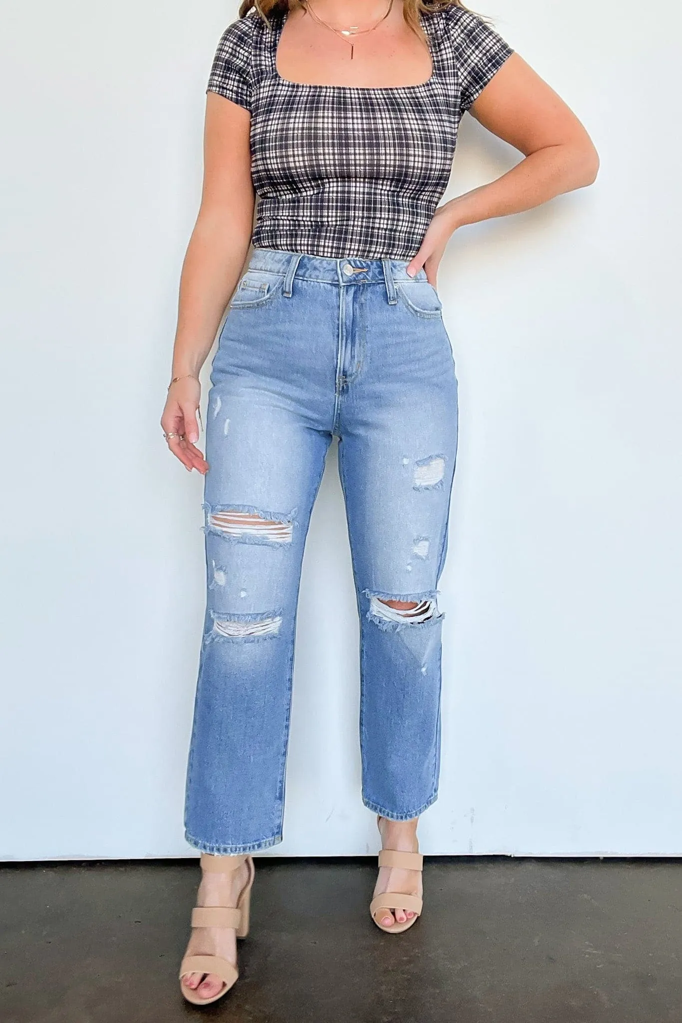 Tracilynn Distressed Mom Jeans - FINAL SALE