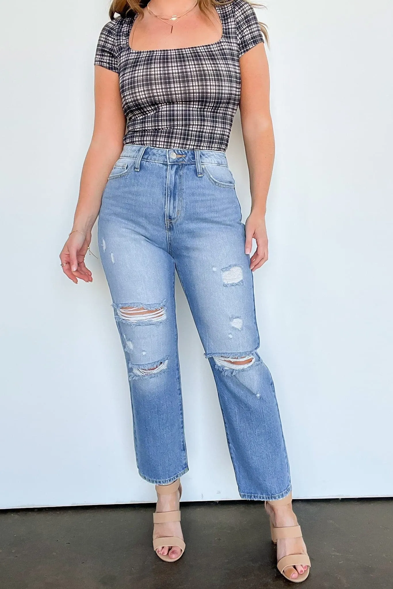 Tracilynn Distressed Mom Jeans - FINAL SALE