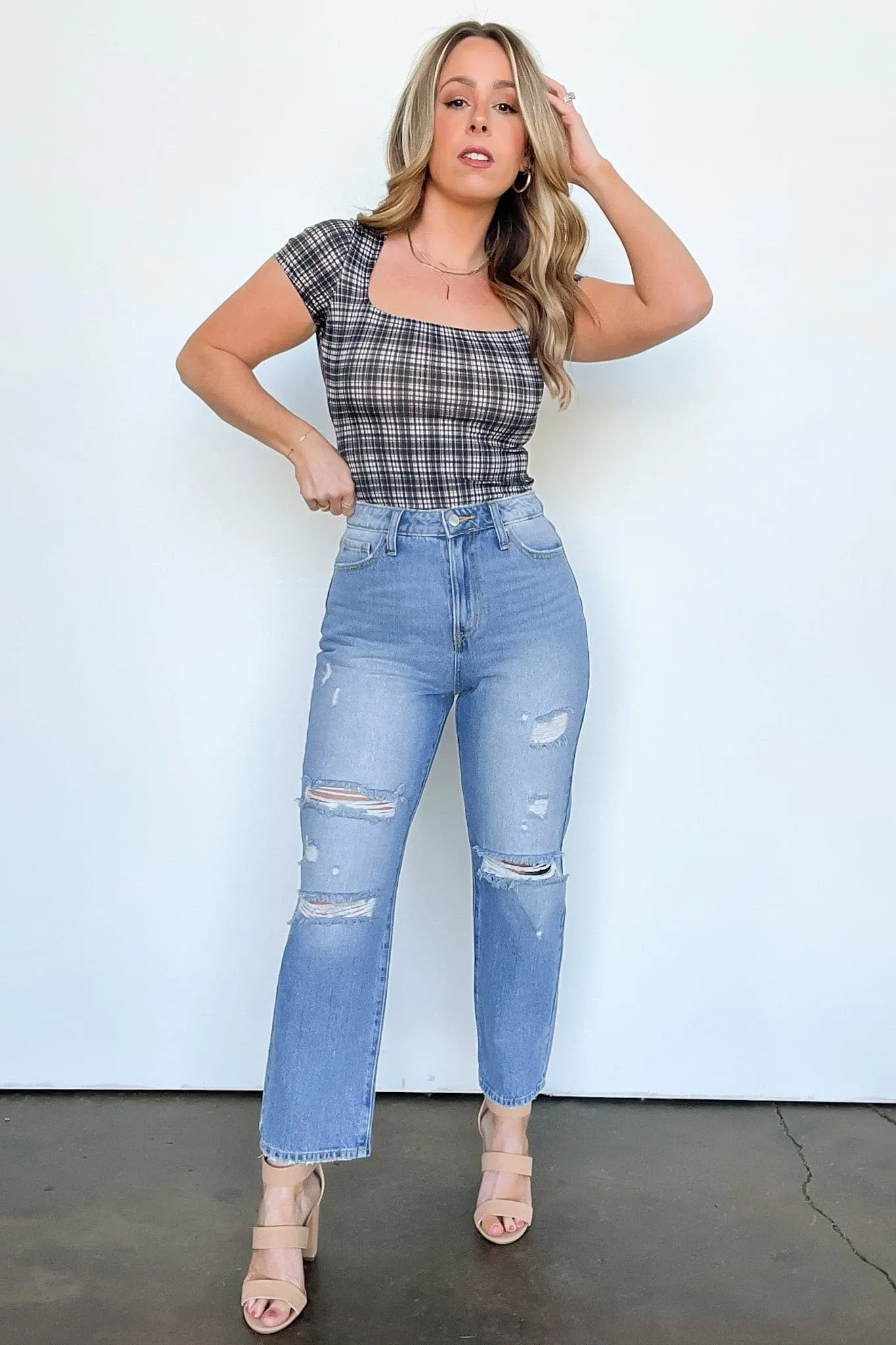Tracilynn Distressed Mom Jeans - FINAL SALE