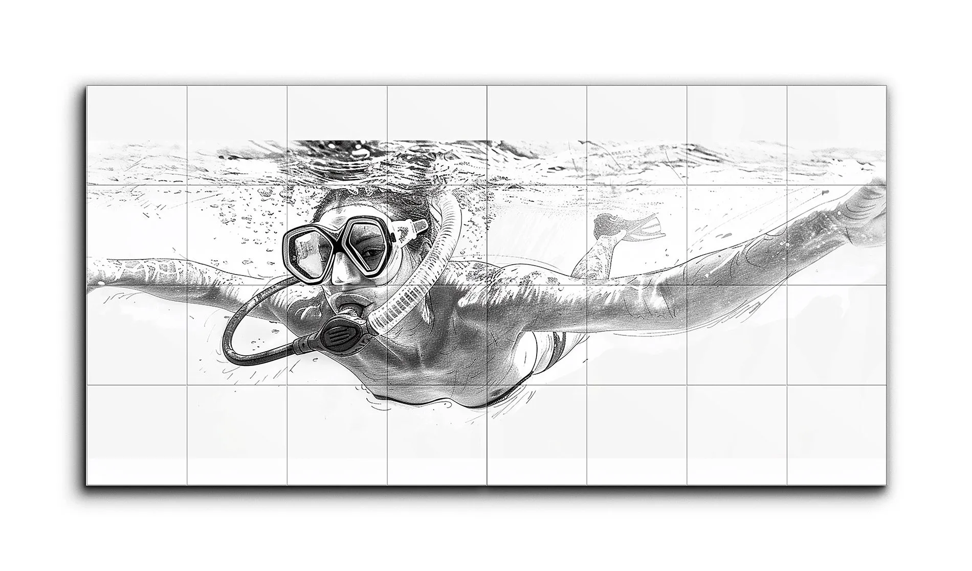 Underwater Elegance: Monochrome Swimmer in Motion