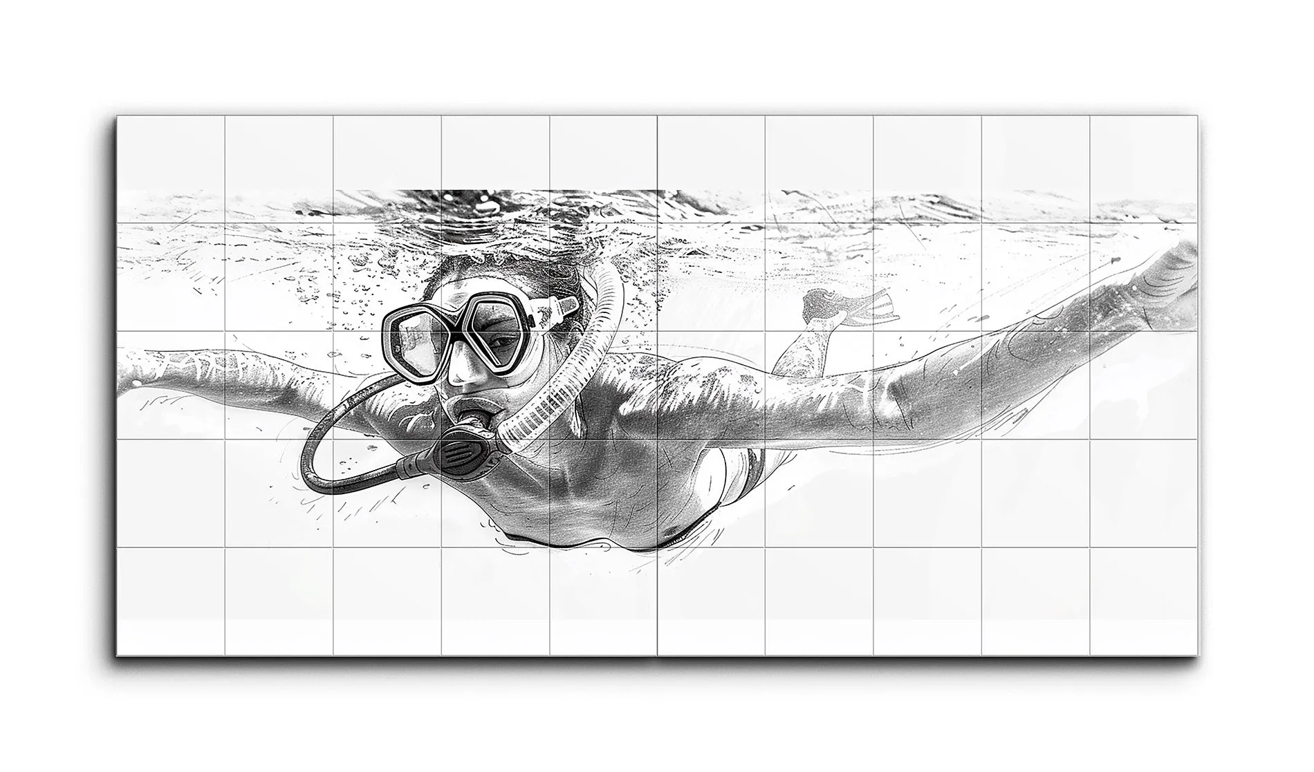 Underwater Elegance: Monochrome Swimmer in Motion