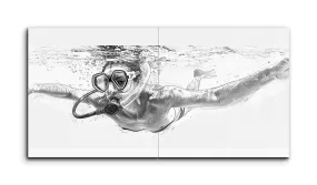 Underwater Elegance: Monochrome Swimmer in Motion