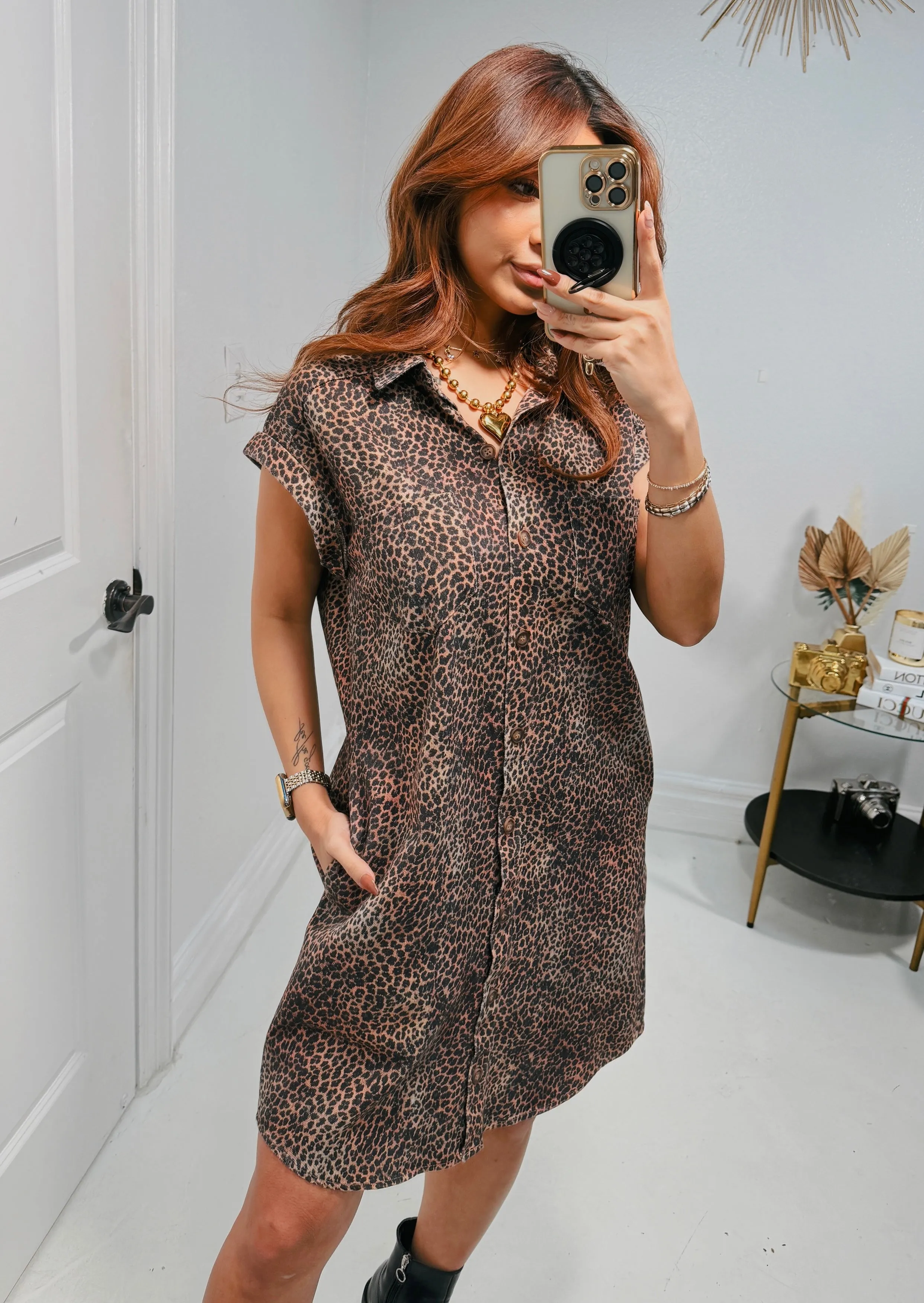 Urban Edge Leopard Shirt Dress
