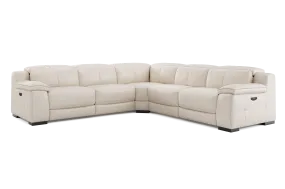 Valencia Ellie Top Grain Leather L-Shape Sofa, Beige