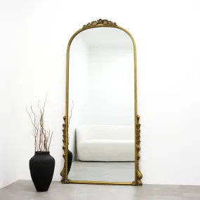 Valentina - Full Length Gold Arched Ornate Metal Mirror 185cm x 90cm
