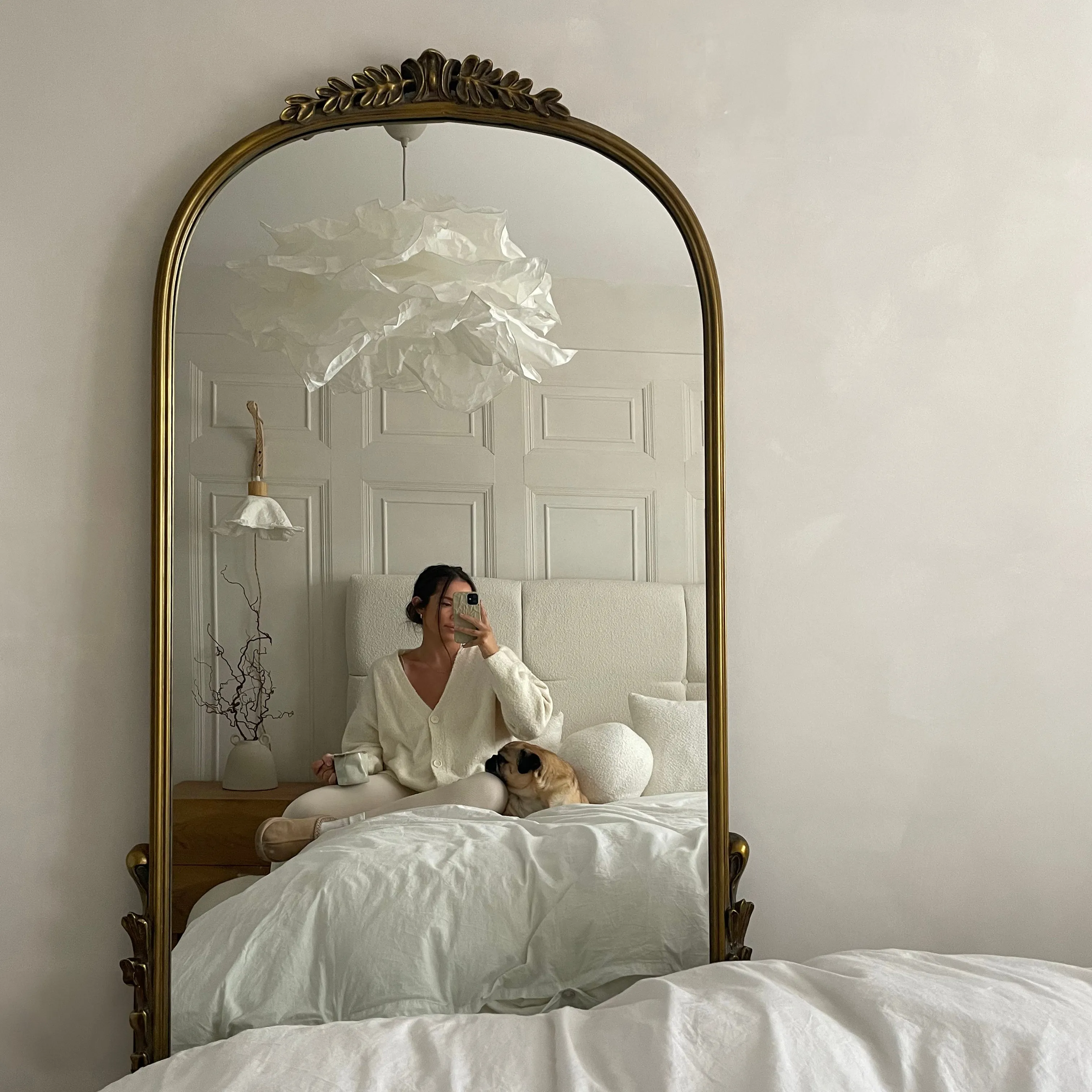 Valentina - Full Length Gold Arched Ornate Metal Mirror 185cm x 90cm