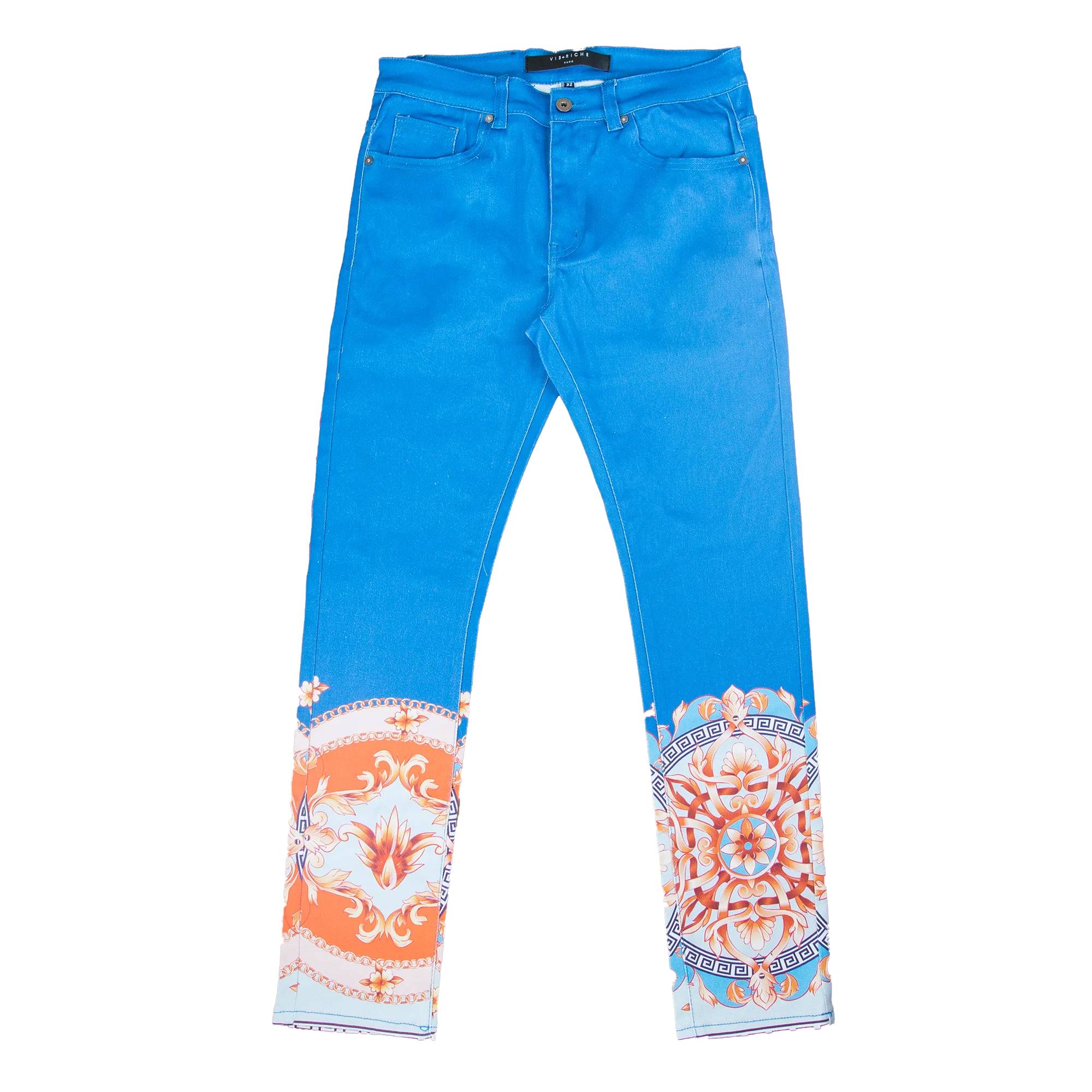 Vie Riche Baroque Print Denim Pants