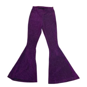 Vintage 90s Purple Sparkly Disco Flared Party Trousers 6 8 S