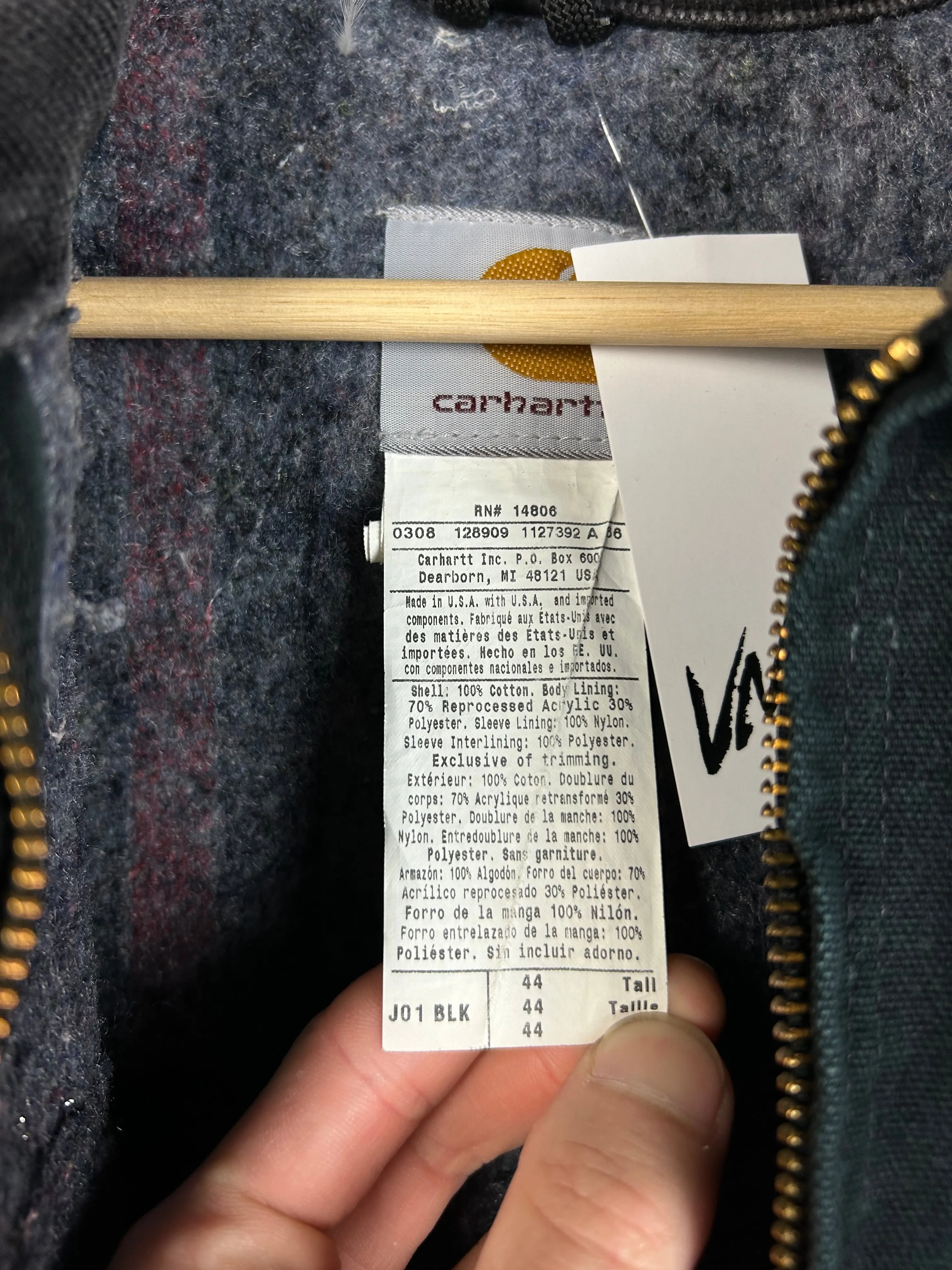 Vintage Y2K Carhartt Detroit Blanket Lined Black Jacket J01 BLK