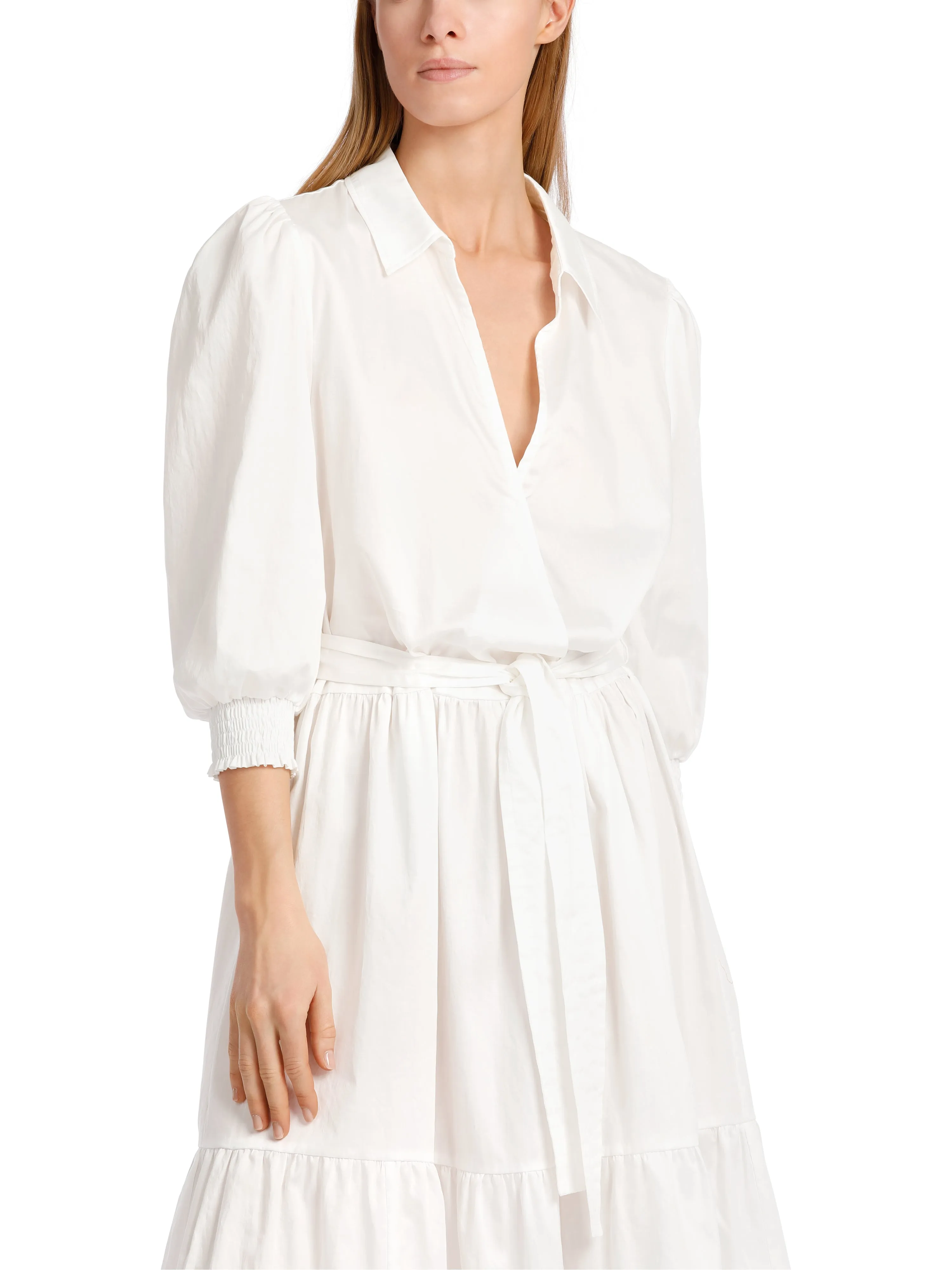 WHITE COTTON TIERED DRESS