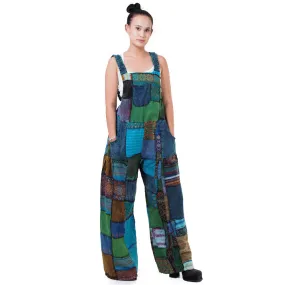 Wide-Leg Patchwork Jumpsuit Overall Ocean Blue