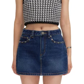 Wilderness Wandering Navy Jeans Short Skirt