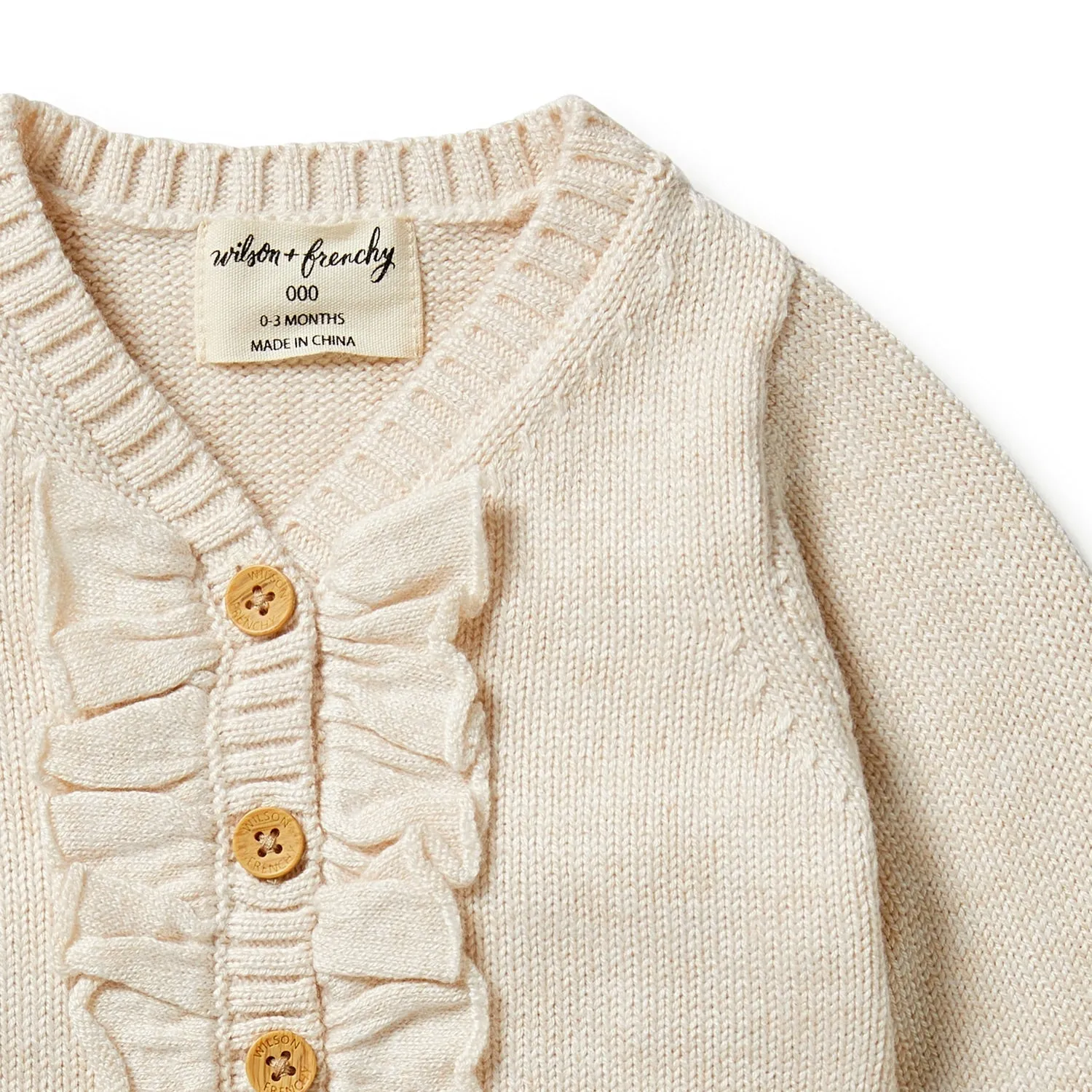 Wilson   Frenchy Knitted Ruffle Cardigan Sand Melange