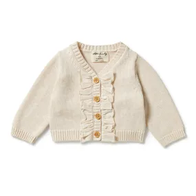 Wilson   Frenchy Knitted Ruffle Cardigan Sand Melange