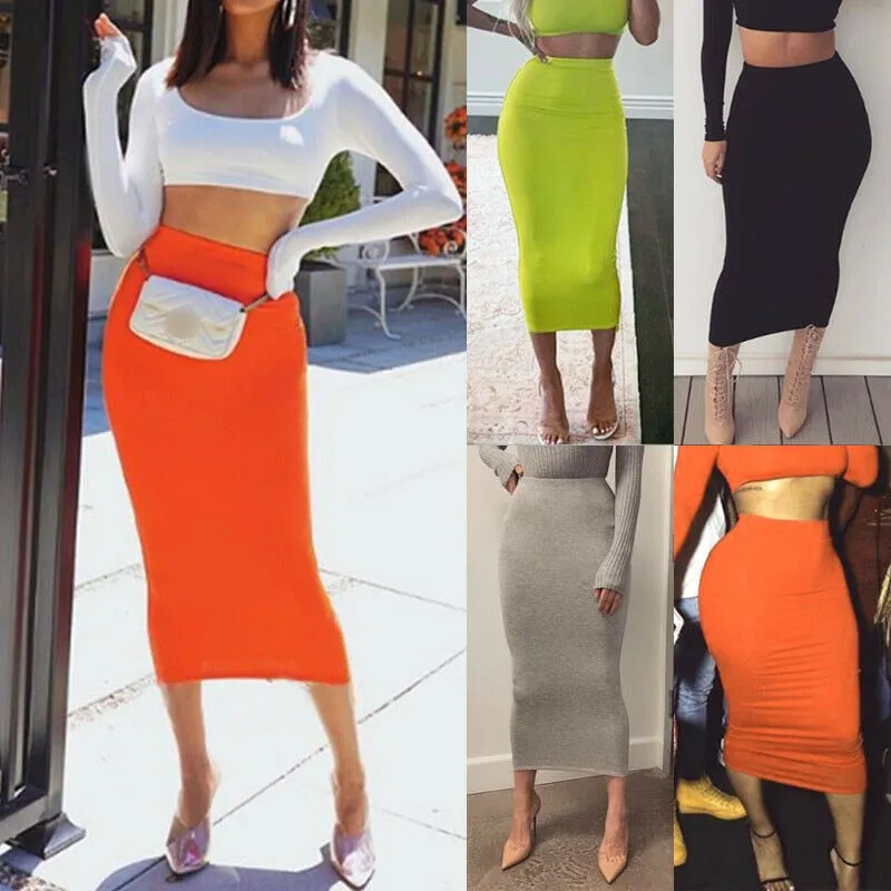 Womens Midi Pencil Skirt -Ladies - Tube Skirt Bodycon style