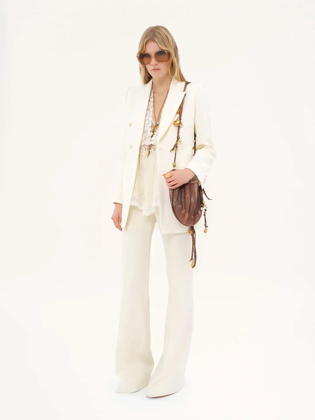 Wool Grain de Poudre High-Rise Flared Pants