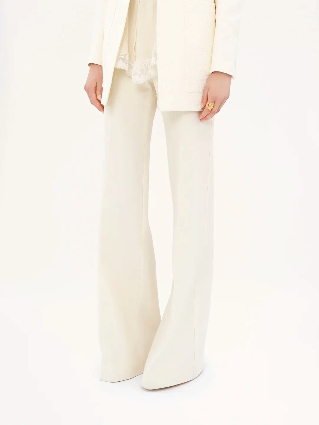 Wool Grain de Poudre High-Rise Flared Pants