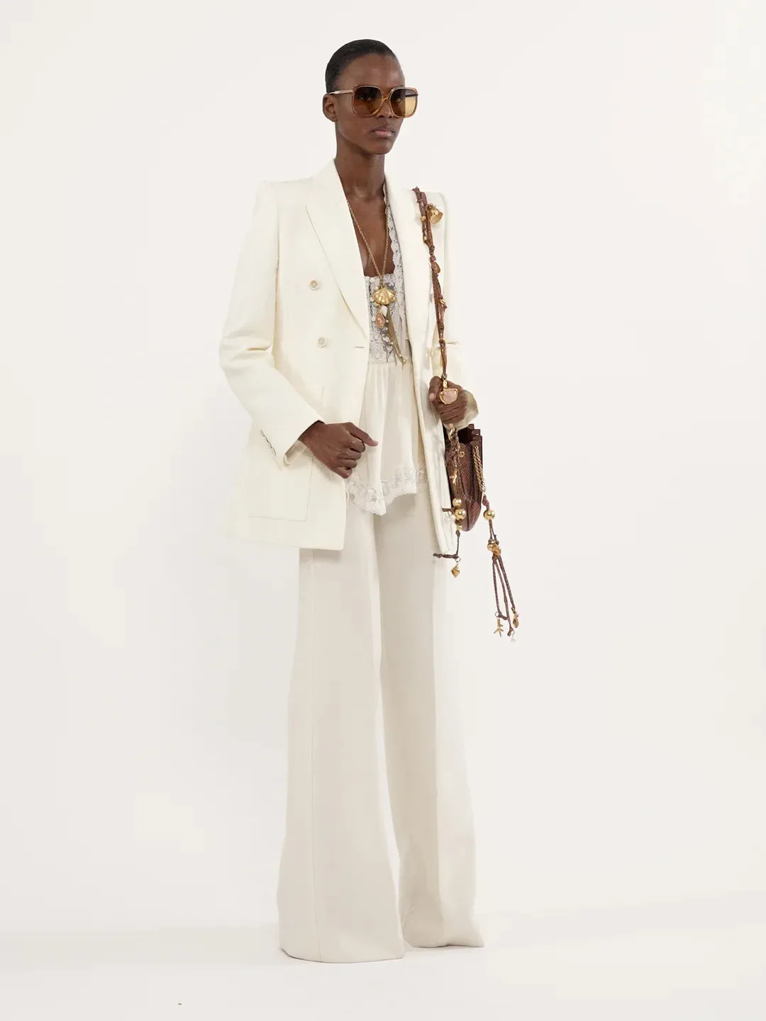 Wool Grain de Poudre High-Rise Flared Pants