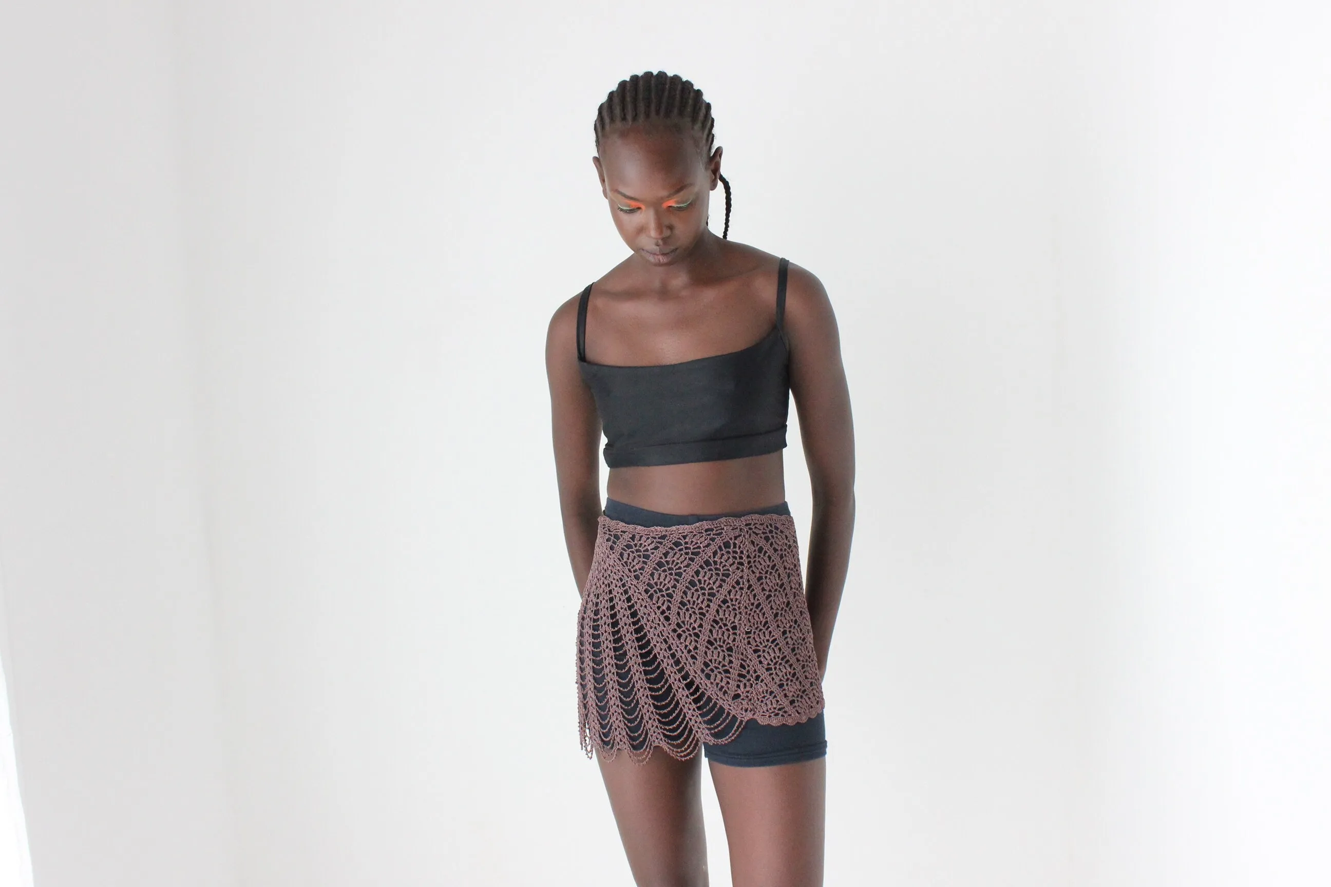 Y2K Crochet Knit Cover Up Skirt or Layering Piece