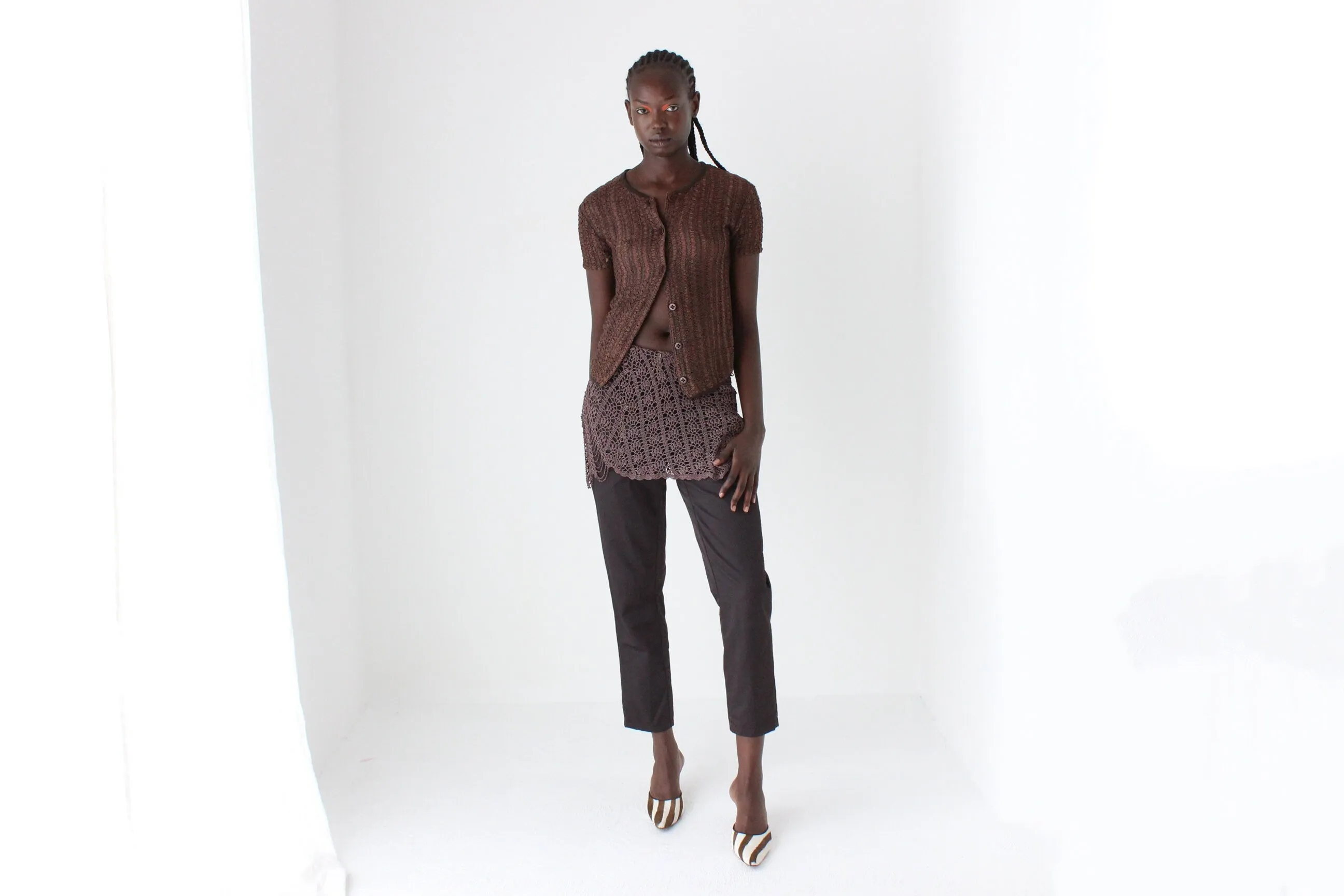 Y2K Crochet Knit Cover Up Skirt or Layering Piece