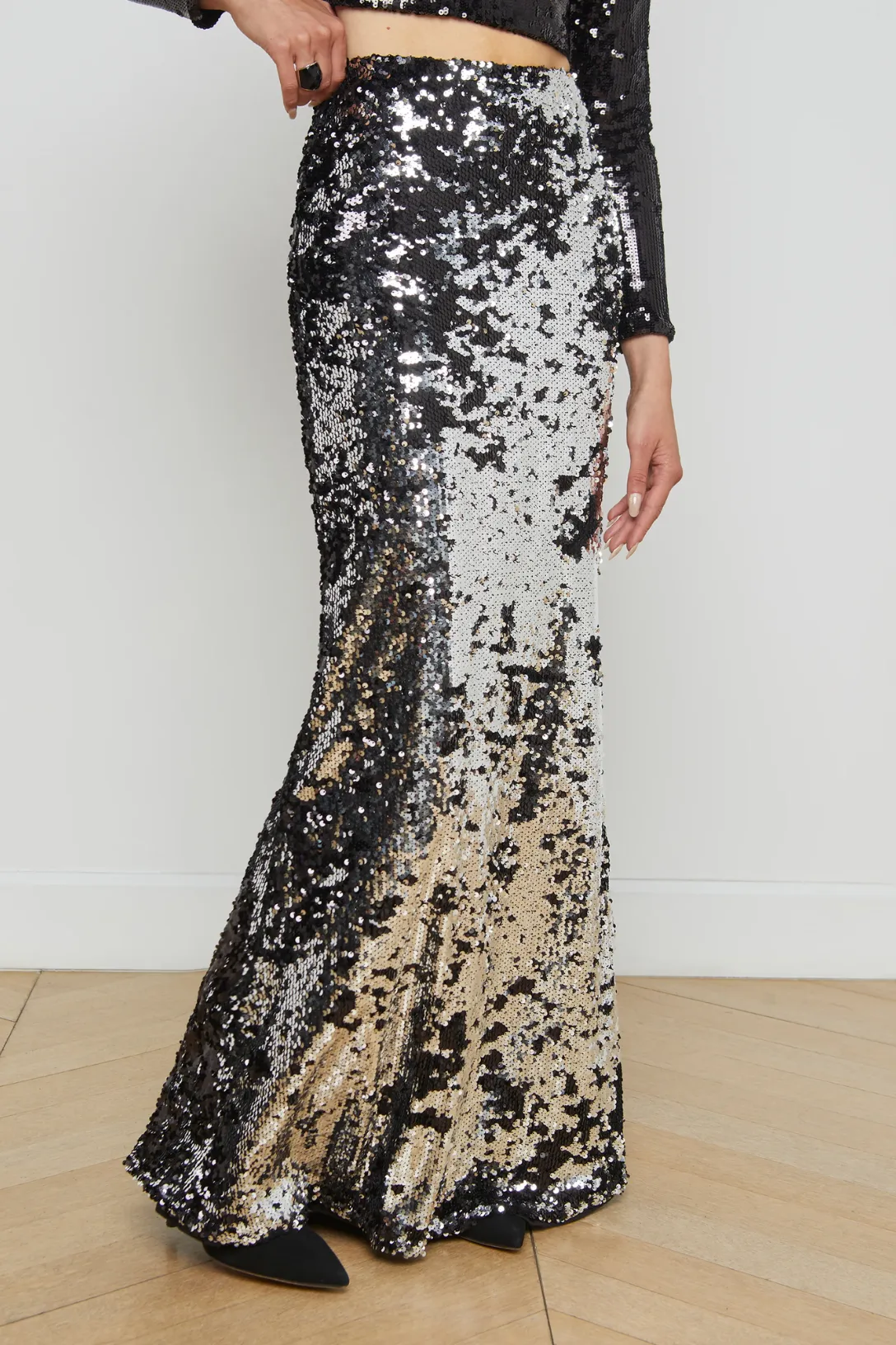 Zeta Sequin Skirt | Silver/Black